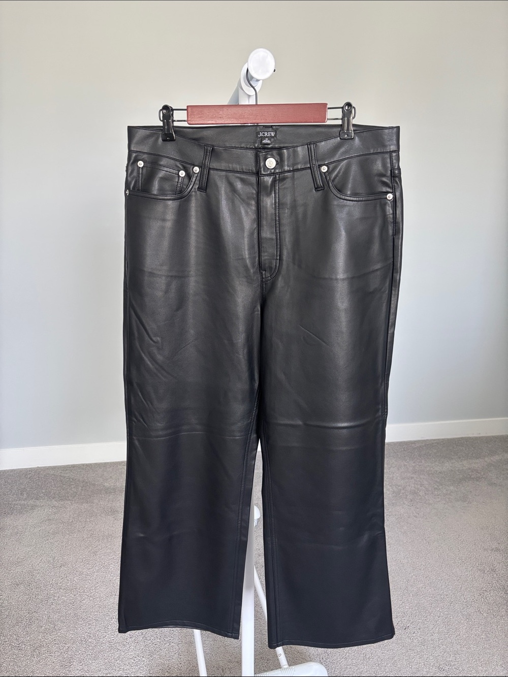 J. Crew Black Faux Leather Wide-Leg Pant